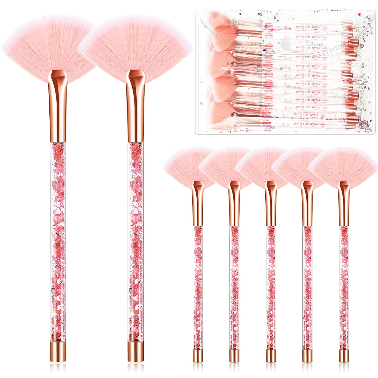 12 Pcs Fan Brushes for Facial Mask Brushes with Glitter Quicksand