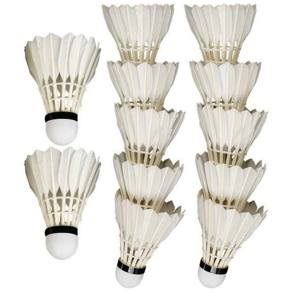 12 Pcs Feather Badminton, Quality Indoor & Outdoor Training & Recreation Shuttlecocks, Precision Flight Performance, Long-lasting Goose Feathers, Standard Size for Professional Matches