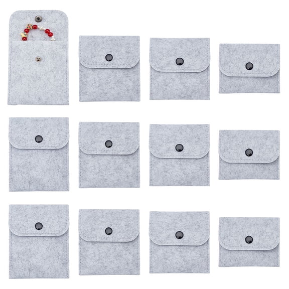 12 Pcs Felt Jewelry Pouch with Snap Button 4 Size Small Jewelry Organizer Bag Portable Jewelry Gift BagDIY