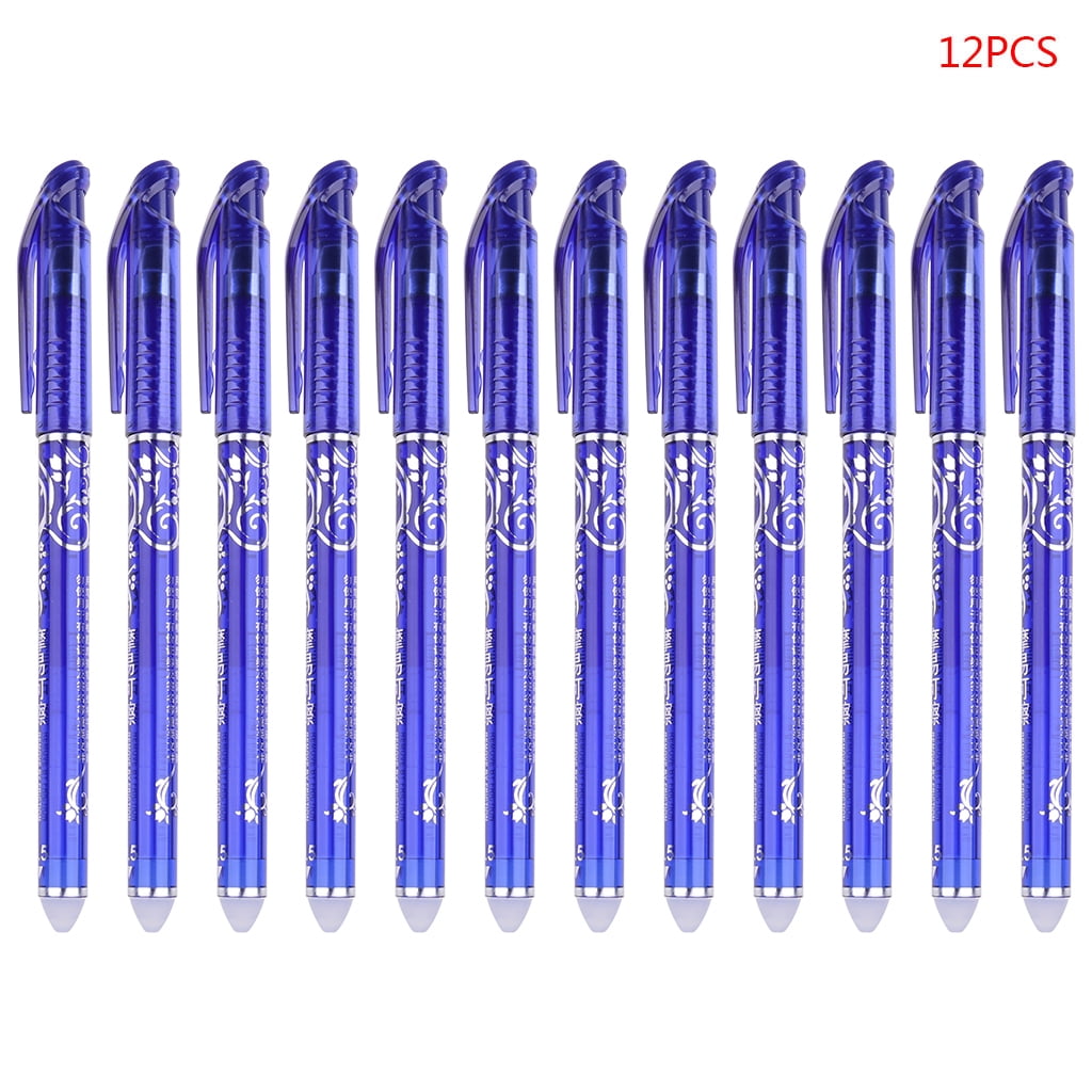 12 Pcs Fine Point Blue Ink Ballpoint Stationery 0.5mm Luxury Erasable Gel Pen