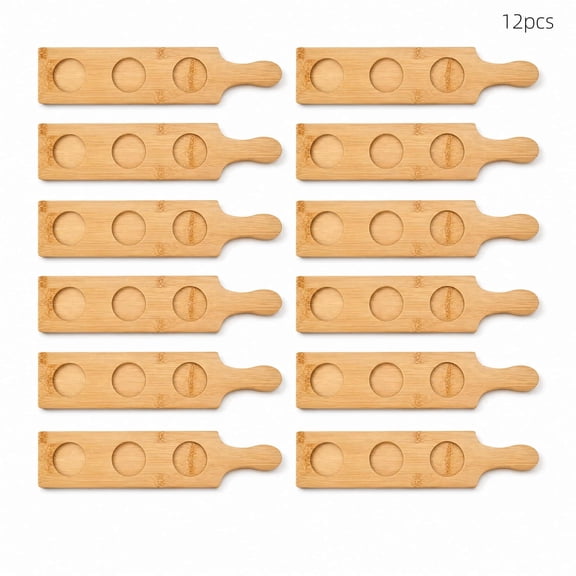 12 Pcs Bamboo Flight Board Shot Glass Holder Shot Tray 3 Slots Wine Flight Tasting Set Beer Flight Board Whiskey Tasting Paddle 15 inch Serving Tray For Bar Party Home Tasting