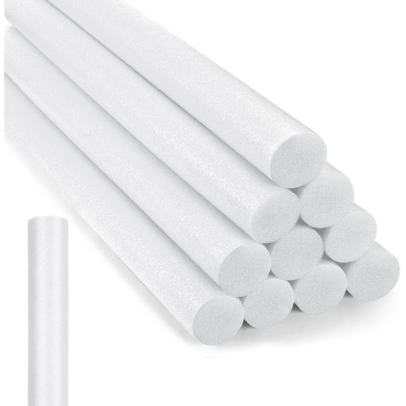12 Pcs Floating Pool Noodles Foam Tube 1.5 x 35 Inches Floating Foam Tube Round Solid Noodle for Adults Swimming Craft Project(White)