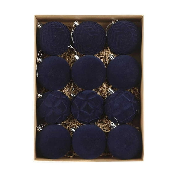 12 Pcs Flocked Christmas Ball Ornaments, 3.15 Inch Burgundy Velvet Xmas Tree Decorations, Shatterproof Hanging Balls for Holiday Wreath and Garland