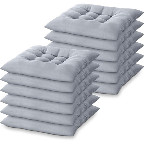 12 Pcs Floor Pillows Bulk Seating Cushions for Floor Chair 15.7'' Large Meditation Cushion for Yoga Living Room Tatami Bedroom Balcony Office (Grey,Square)