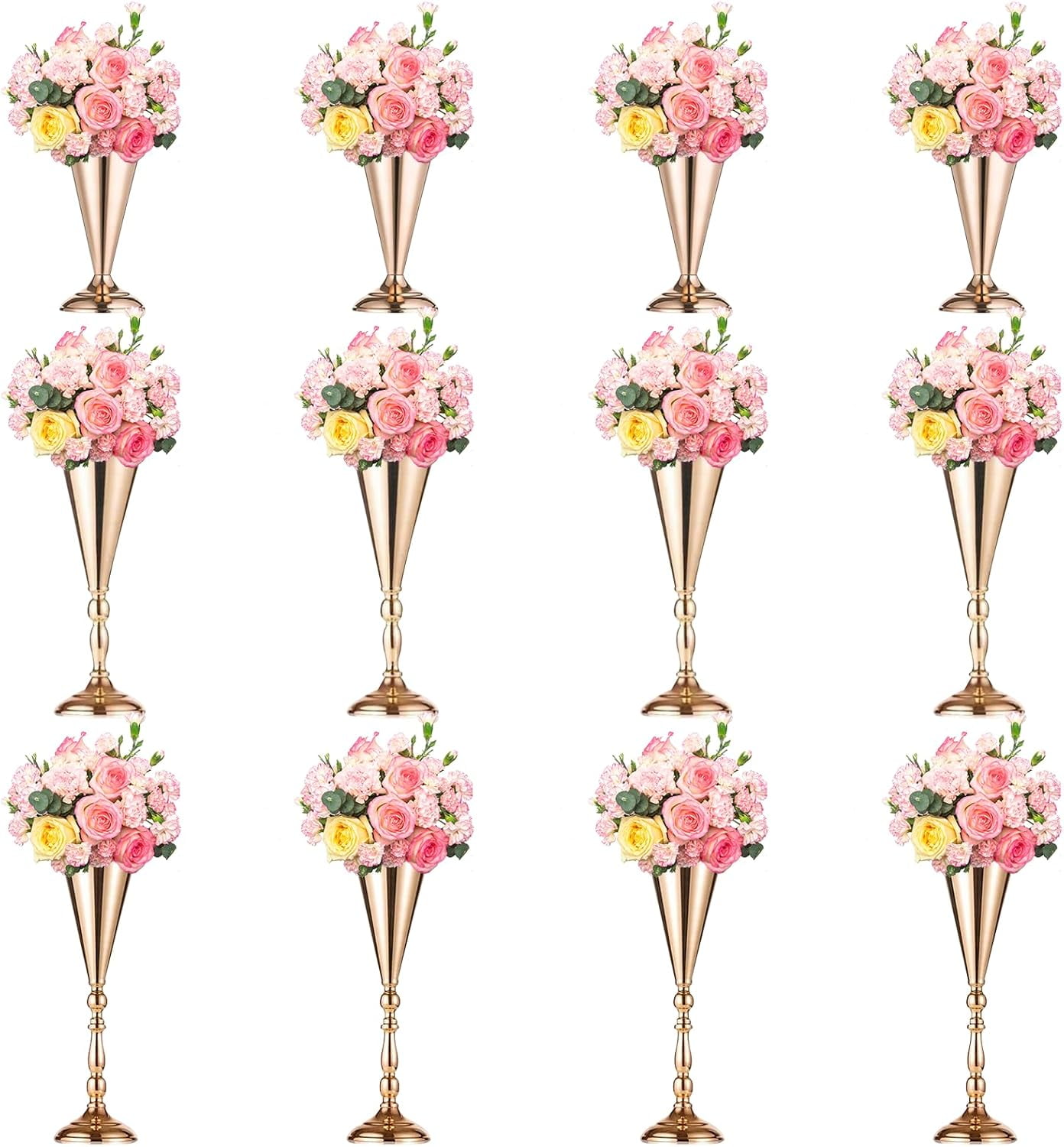 12-pcs-flower-trumpet-vases-table-decorative-centerpiece-gold-tall