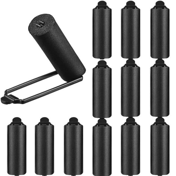12 Pcs Foam Sponge Hair Rollers Clips,Silk Satin Wrapped Hair Rollers,Soft Flexible Wave Hair Curlers,Girls Women Hair Styling Tools,Hairdressing Curlers,Perm Wave Rods (0.8 Inch, Black)