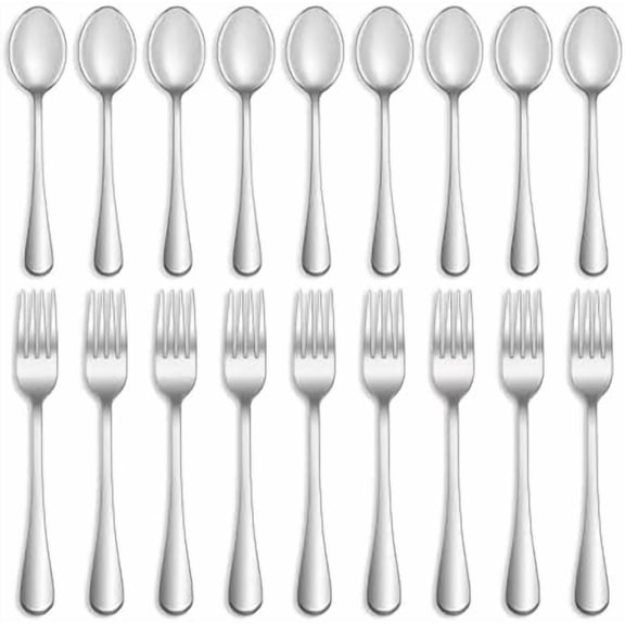 12 Pcs Forks and Spoons Silverware Set,Food Grade Stainless Steel Flatware Cutlery Set for Home,Kitchen and Restaurant,Mirror Polished,Dishwasher Safe - 6 Dinner Fork(8 inch) and 6 Teaspoon(6.5 inch)