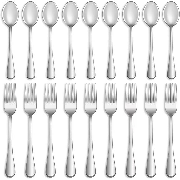 12 Pcs Forks and Spoons Silverware Set,Food Grade Stainless Steel Flatware Cutlery Set for Home,Kitchen Restaurant,Mirror Polished,Dishwasher Safe - 6 Dinner Fork(8 inch) Teaspoon(6.5