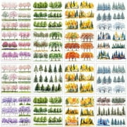 12 Pcs Four Seasons Trees Rub on Transfers Crafts 12 Styles Tree Pattern Rub on Transfer Stickers Art Style PVC Rub On Decals
