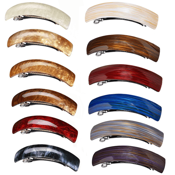 12 Pcs French Style Hair Barrettes, Retro Large Hair Clips, 12 Color Non-slip Hair Clasp, Fashion Hair Accessories for Women Daily Decoration
