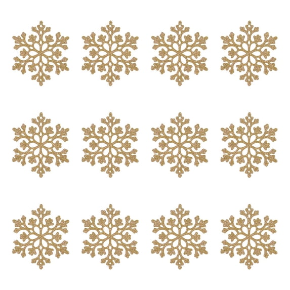 12 Pcs Frosted Glitter Sflake Ornaments Shatterproof Christmas Tree Decor with Hollow Design for Holiday Home Party Garland Window Display