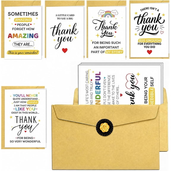 12 Pcs Funny Thank You Cards,Appreciation Cards with Envelopes,Suitable as a Birthday Gift for Classmates, Friends, and Teachers