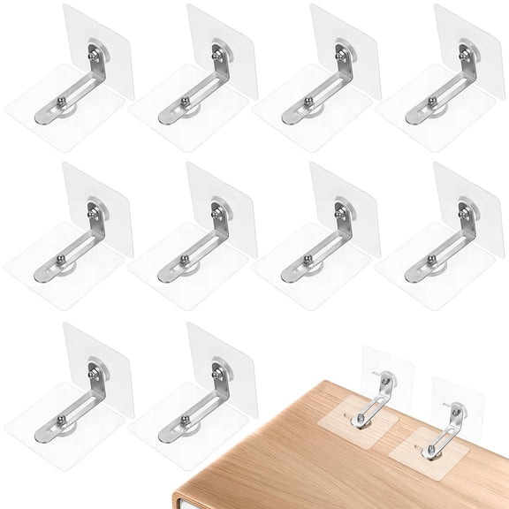 12 Pcs Furniture Wall Anchors Self Adhesive Furniture Safety Hooks Furniture Straps for Cabinet Bookshelf Dresser