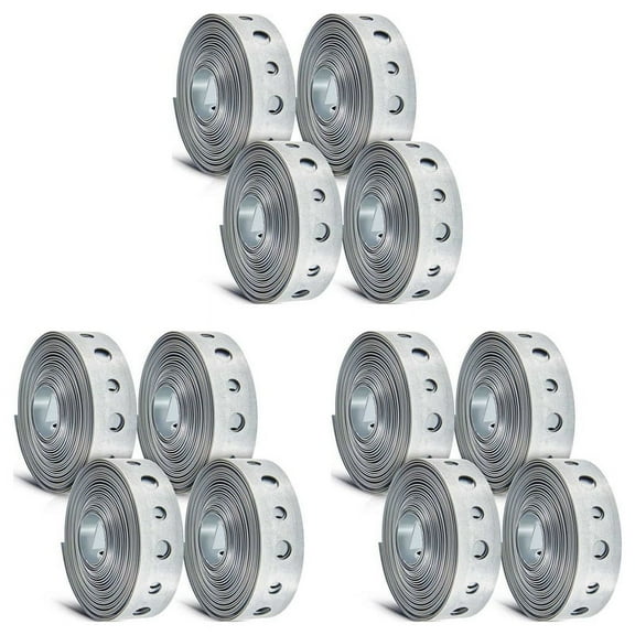 12 Pcs Galvanized Hanger Strap Metal Strapping with Holes Pipe Hanger for Pipe Supports Hanging, 10 Ft