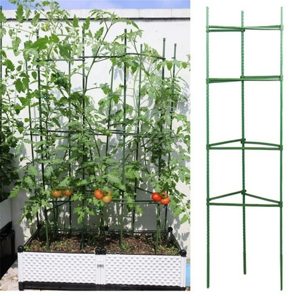 12 Pcs Garden Vegetable Stakes For Plant Cage Support, 12-Pack Sturdy Stakes For Tomato Cage Vertical Climbing Plants In Home Gardens, 11Mm Diameter Stake With Clips For Potted