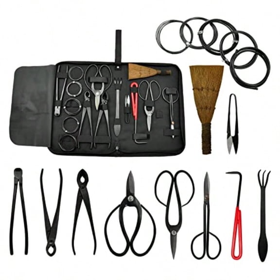 12 Pcs Gardening Bonsai Tool Sets Carbon Steel Garden Plant Trimming Kit Scissor Cutter Shear Heavy Duty Nylon Case Outdoor Entrenching Tools