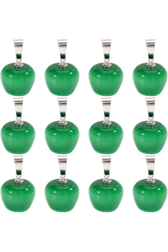 12 Pcs Gemstone Charm Pendant with Iron Hanging Loops Fruit Charms for Bracelet Necklace Earrings Jewelry Making Green