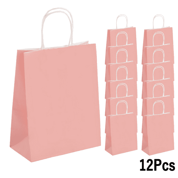 12 Pcs Gift Bags Kraft Paper Bags with Handles for Birthday Party Favor Bags