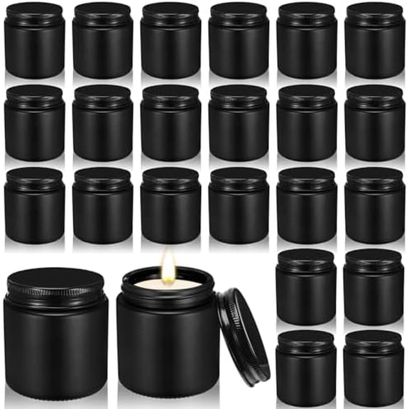 12 Pcs Glass Candle Tins with Lids Bulk, 4 oz Black Round Empty Candle Container Tins for Making Candles, Empty Candle Making Jar Refillable Candle Containers for DIY Crafts(Black Lids)$$Art & Craft