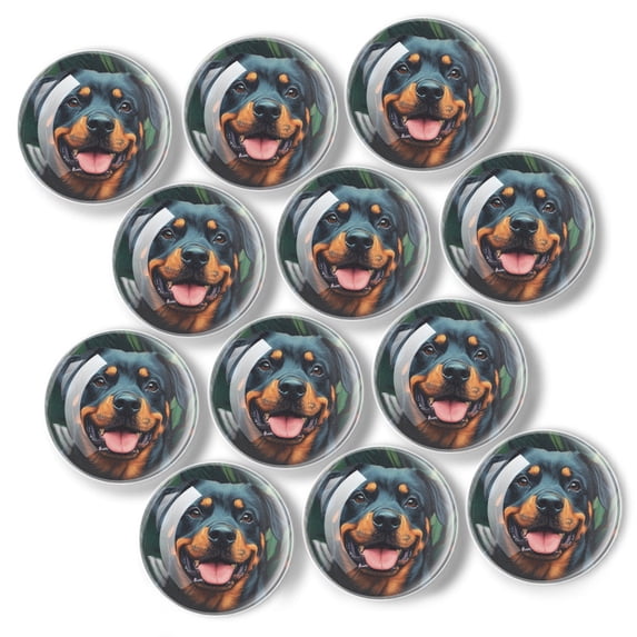 12 Pcs Glass Refrigerator Magnet Magnetic Fridge Sticker,Decor for Kitchen,Whiteboard, Cabinet,Adorable Rottweiler With Tongue Out