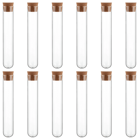 12 Pcs Glass Vials, 13 mL Clear Test Tubes With Cork Stopper, 4.7 In Tall, Borosilicate Glass For Plant Propagation, DIY Projects