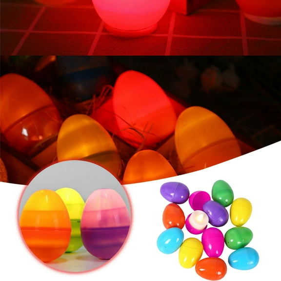 12 Pcs Glow in the Dark Easter Eggs for Night Hunt, Basket Fillers and Party Favor, Plastic Prefilled Egg - Pattern