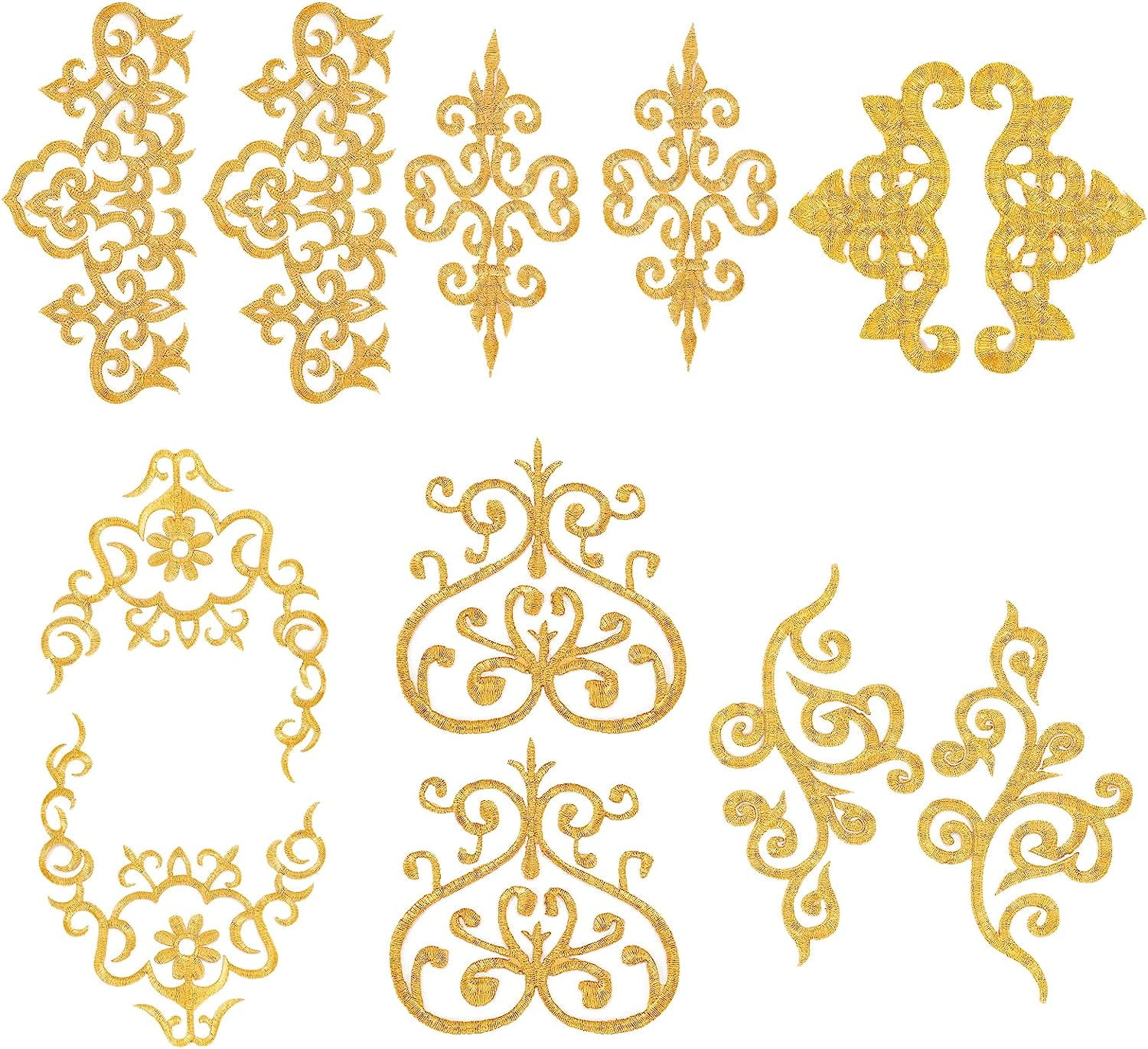 16 Pcs Gold Flower Embroidery Patch Iron on Patches Sew on Patches Golden  Floral Appliques for Wedding Dress Decoration Repair Clothing Backpacks  Jeans Caps 