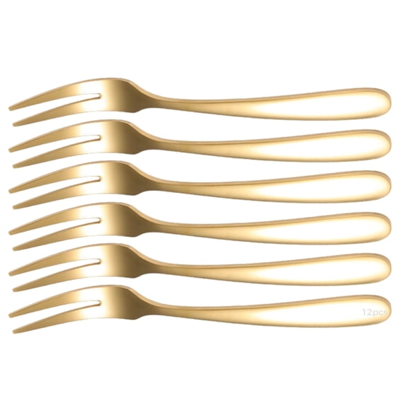 12 Pcs Gold Fruit Forks, 304 Stainless Steel Dessert Forks Set, 5.3 in / 13.5 cm Mini Appetizer Forks for Charcuterie Board Service, Cake, Salad, Easy to Clean