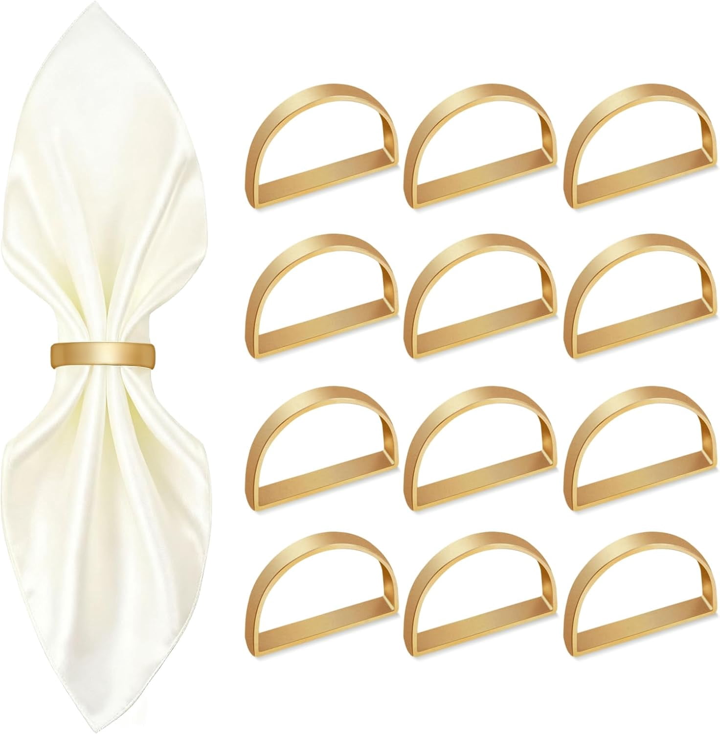 12 Pcs Gold Napkin Rings, Semicircle Metal Napkin Ring, Napkin Rings ...