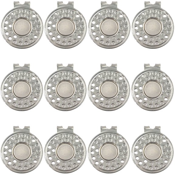 12 Pcs Golf Ball Marker Hat Clip, Shiny Nickel, Iron, Strong Attachment Force, Lightweight, 1.2 x 1 x 0.4 in, Convenient for Golf Enthusiasts