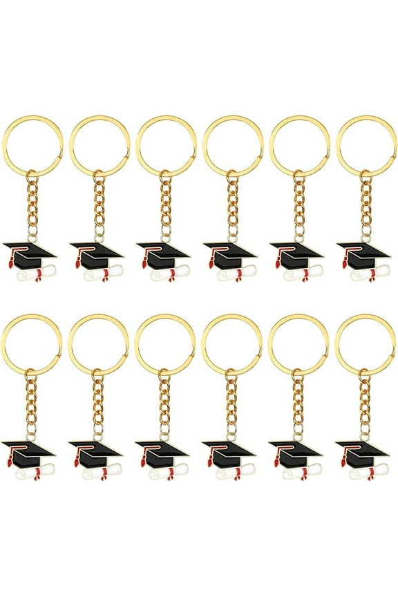 12 Pcs Graduation Keychain Graduation Keyring Charms Graduation Cap Gift Class of 2025 Gifts Graduation Season Students Gifts Graduation Party Favors for Guests