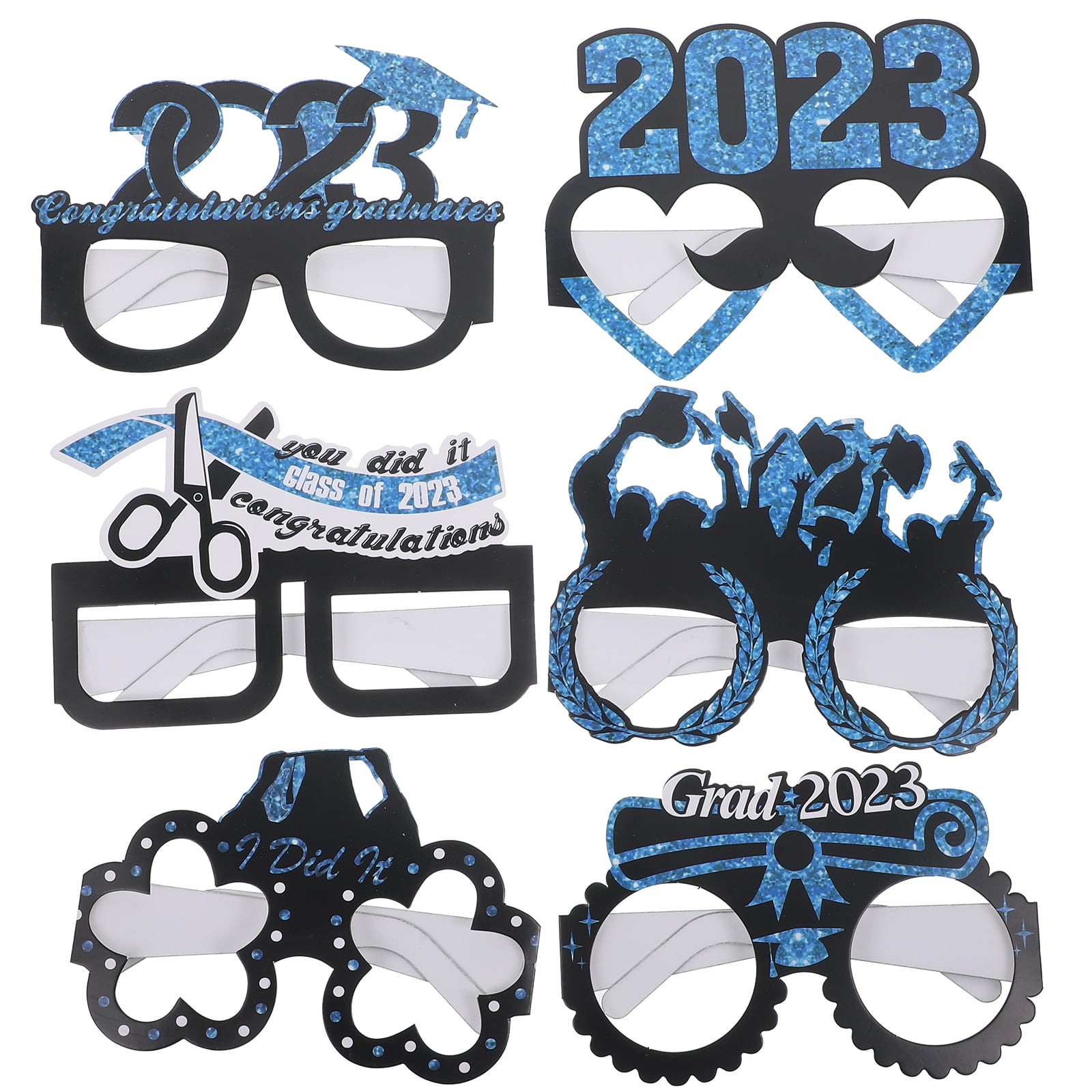12 Pcs Graduation Season Paper Glasses Party Favors Decor Ornament Accessories Supplies
