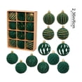 thumbnail image 1 of 12 Pcs Green Flocked Christmas Ball Ornaments,2.36 Inch Velvet Suede Baubles,Hollow & Embossed Textured Hanging Balls with Gold Glitter Stripes for Christmas Tree Winter Holiday Decor, 1 of 6