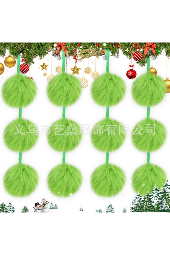 12 Pcs Green Furry Christmas Ball Ornaments 2.4 Inch Fuzzy Curly Elf Ornaments Lime Ball Christmas Tree Hanging Decorations Soft Pom Pom Ball Xmas Ornament Pendants for Party Decor Supplies