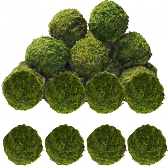 12 Pcs Green Moss Decorative Ball,1.97inch Fake Moss Balls, Handmade Hanging Moss Balls for Garden Patio Home Table Decor Party Weddings Display Props Decor