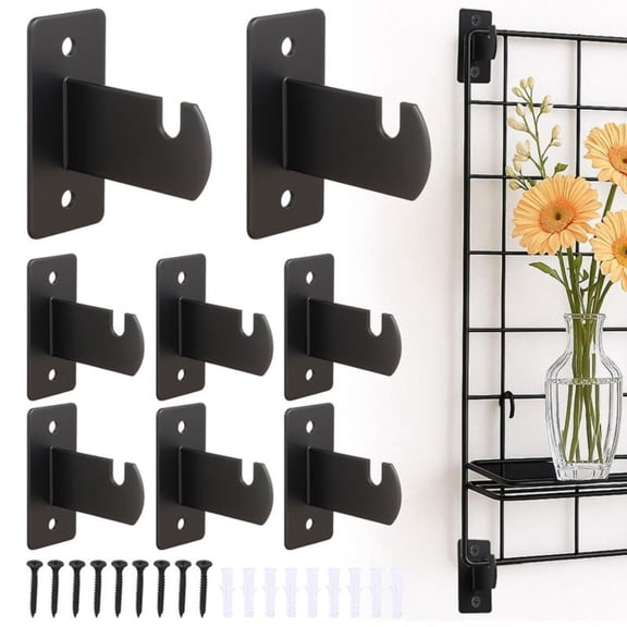 12 Pcs Gridwall Mount Brackets, Metal Grid Wall Panel Display Hooks with Screws, Space Saving Grid Hangers