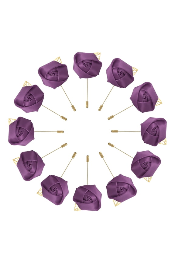 12 Pcs Groom Boutonnieres Rose Boutonnieres Pins for Men Wedding Anniversary Formal Dinner Party Sweet Purple