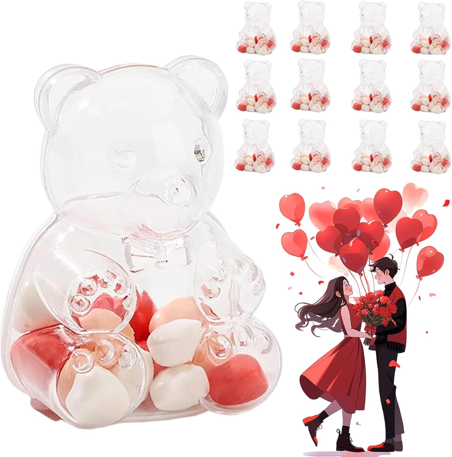 12 Pcs Gummy Bear Container, Large Plastic Gummy Bear Container for ...