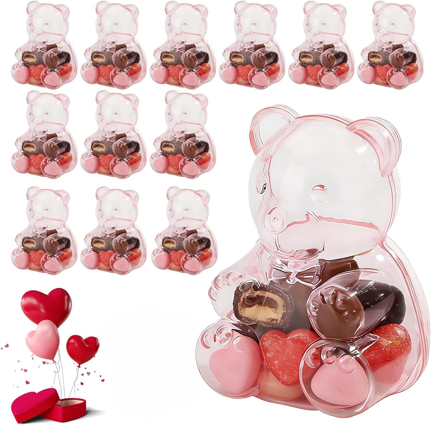 12 Pcs Gummy Bear Containers Plastic, 2.7 In Large Clear Plastic Candy ...