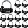 thumbnail image 1 of 12 Pcs Gym Locker Lock 5 Digit Combination Your Own Word Safety Padlock for Toolbox, Hasp Cabinet Storage, Black, 1 of 7