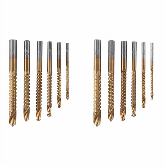 12 Pcs HSS Milling Drills Set Wood Drill Bits Drill Set for Wood Metal K075,12 x Wood Drill,Gold