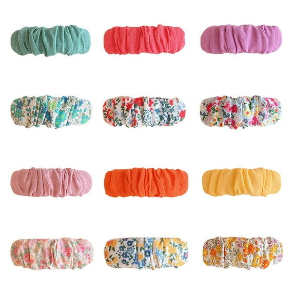 12 Pcs Hair Clips Snap Clips Flower Patterns Hair Pins Accessories for Girls Women Kids (Rectangle Shape)