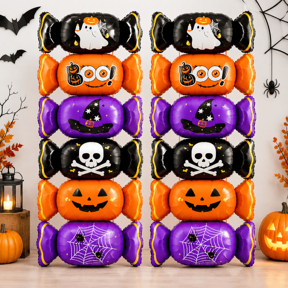 12 Pcs Halloween Candy Balloons, Large Orange Black Purple Balloon Garland Kit for Halloween Party Decorations