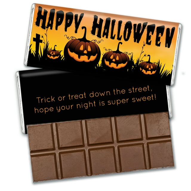 12 Pcs Halloween Candy Party Favors in Bulk Wrapped Belgian Chocolate Bars - Pumpkins