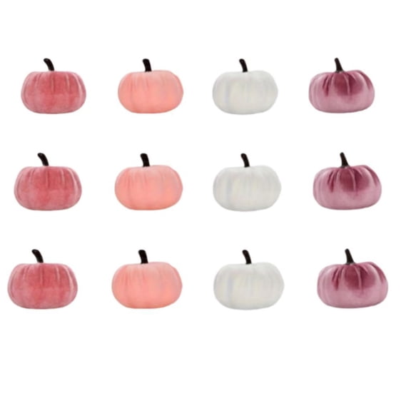 12 Pcs Halloween Scary Velvet Pumpkins — Soft Tones with Dark Shadows, Halloween Decorations for Snack Tables, Dessert Stations & Halloween Party Setups — great for Costume Parties with scary setups