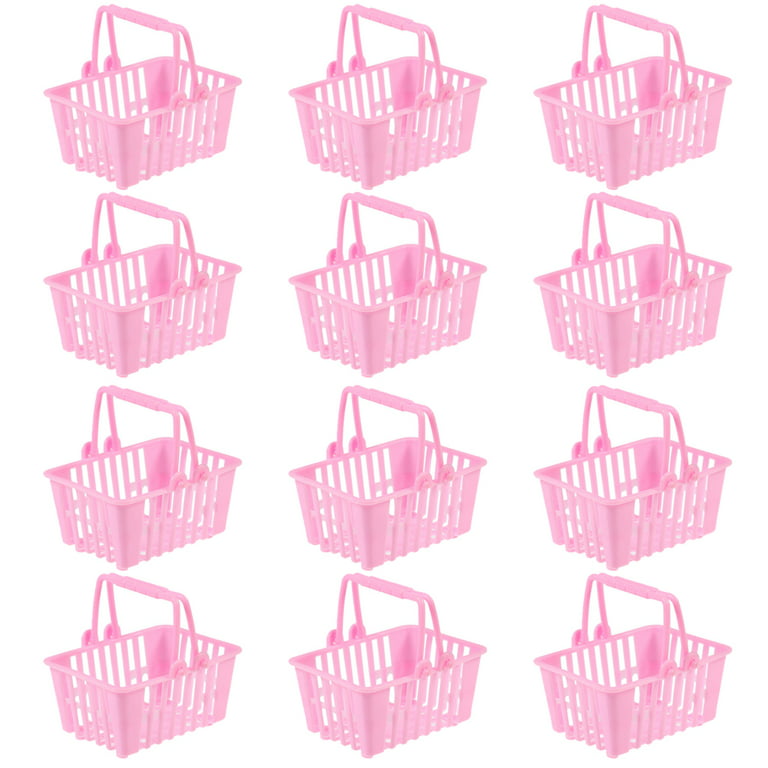 Guichaokj 12 Pcs Hamper Toys Plastic Grocery Basket Bulk Mini Shopping Kids Baskets Handheld Candy Pink Baby Child, Size: 6.5X4.5X3.5CM