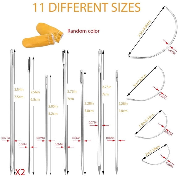 12 Pcs Heavy Duty Sewing Needles Kit Includes Triangular Needle, Sack Needle, Hand Sewing Needle Kit for Upholstery, Leather, Carpet Canvas Repair Upholstery Sewing Needles