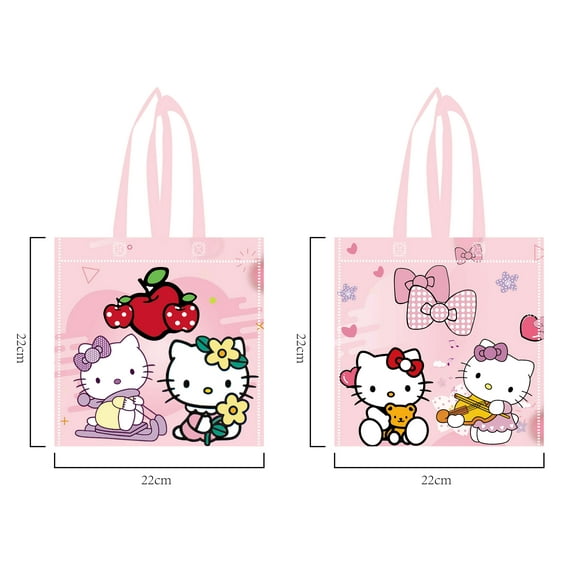 12 Pcs Hello Kitty Party Favor Bags Hello Kitty Reusable Non-Woven BagsHello Kitty Gift Tote Bags Goodie Treat Candy Bags forParty Kids Birthday Party Baby Shower Bags