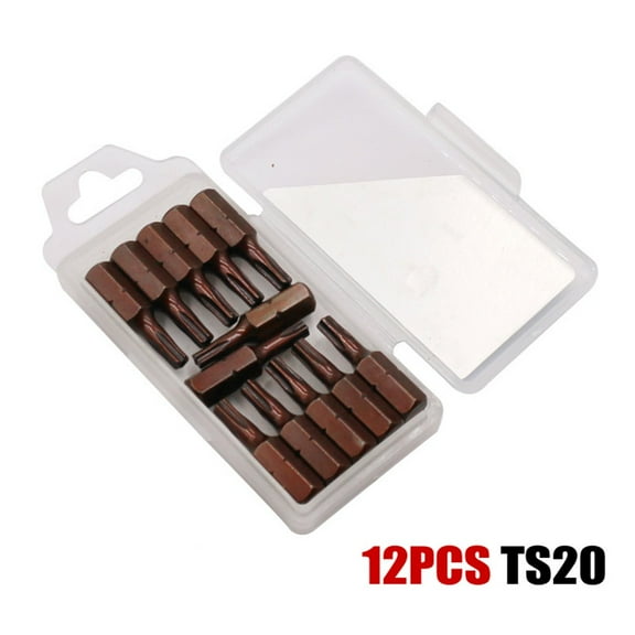 12 Pcs Hex Shank Magnetic Five-point Torx Screwdriver Bits with Hole 25mm