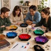 12 Pcs Hexagonal Dice Trays, Foldable Felt Rolling Trays with Snap Design, Multicolor Tabletop Game Accessories for RPG Players, Portable Dice Storage and Game Night Supplies